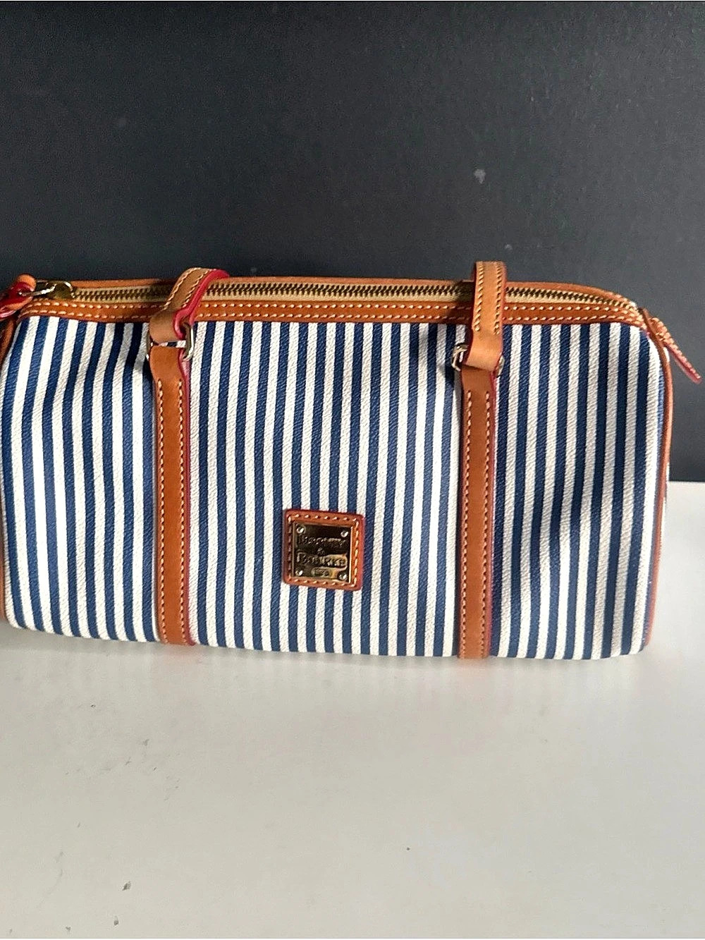 Dooney & Bourke Striped Satchel Blue & White